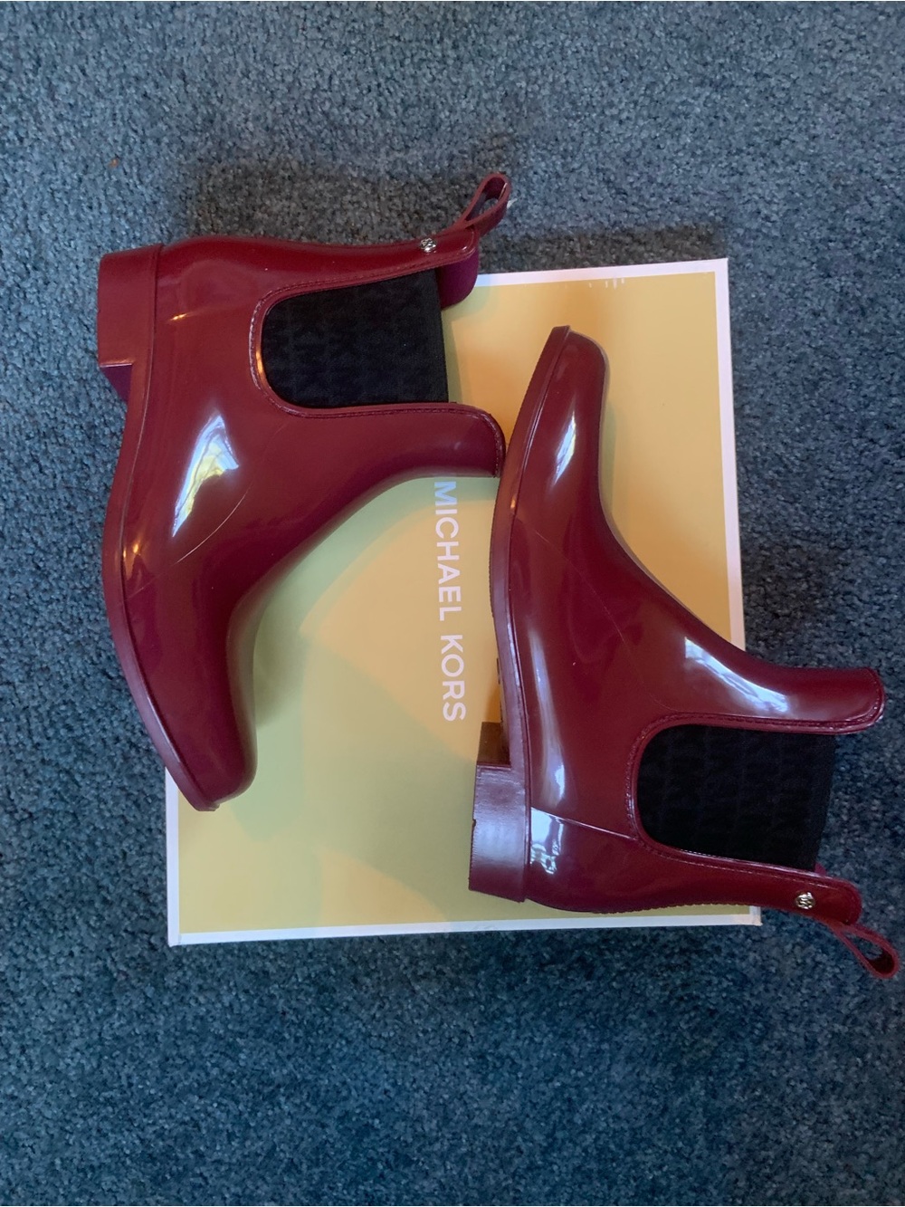 Michael Kors Glossy Burgundy Chelsea Rain Booties